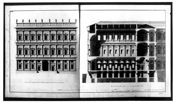 Un magnifico palazzo arcivescovile in stile greco-romano, la cui fronte pricipale sia rivolta verso la gran piazza della cattedrale