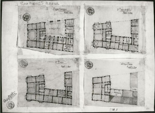 Casa signorile da pigione (stile contemporaneo. Terza prova estemporanea: serie di 4 piante)