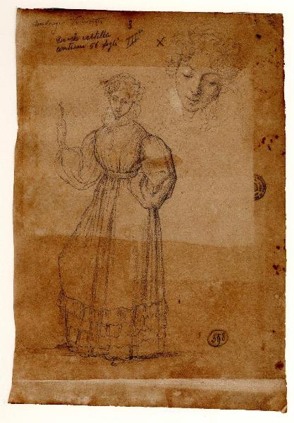 Studio di figura femminile e testina (recto)