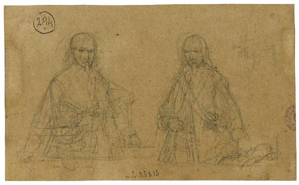 Due figure di cavalieri in costume secentesco (mezzo busto)