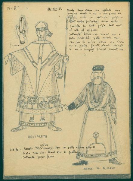 Figurini per costume di scena dello spettacolo "Il sacro mimo di Gerardo dei Tintori"