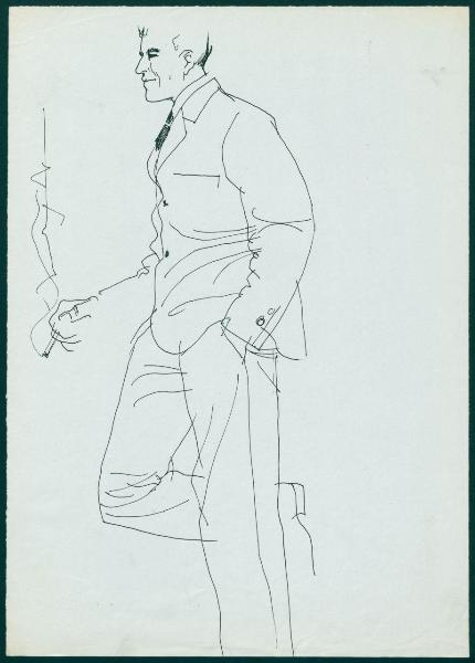 Bozzetto per il periodico dei grandi magazzini la Rinascente "Uomo la Rinascente Moda maschile" dell'ottobre 1961