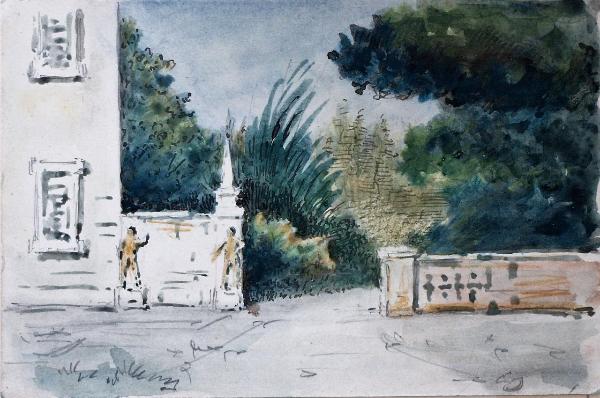 Veduta del giardino di Villa Borghese a Roma