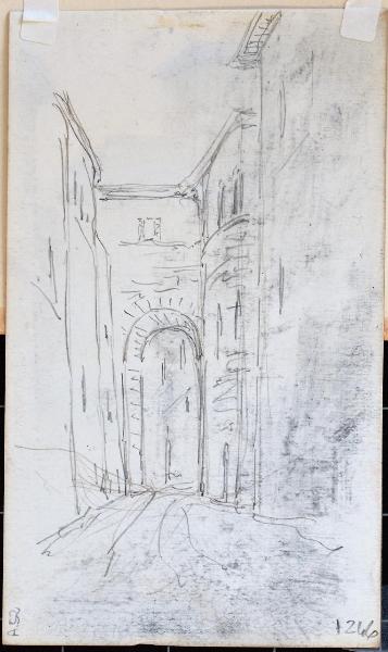 Schizzo del prospetto interno dell'Arco di Augusto a Perugia