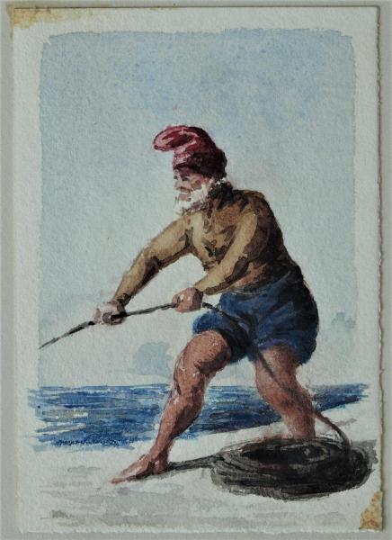 Pescatore al lavoro a Mentone