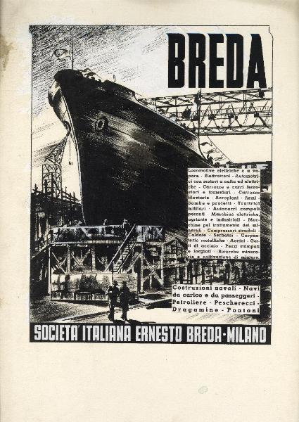 Bozzetto di nave per campagna pubblicitaria della Società Breda