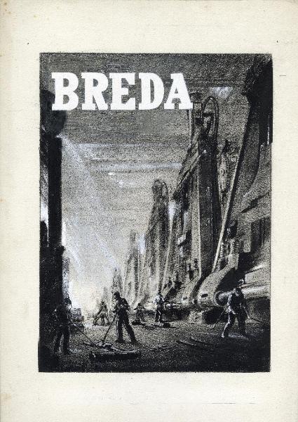 Bozzetto di interno di fucina per campagna pubblicitaria della Società Breda