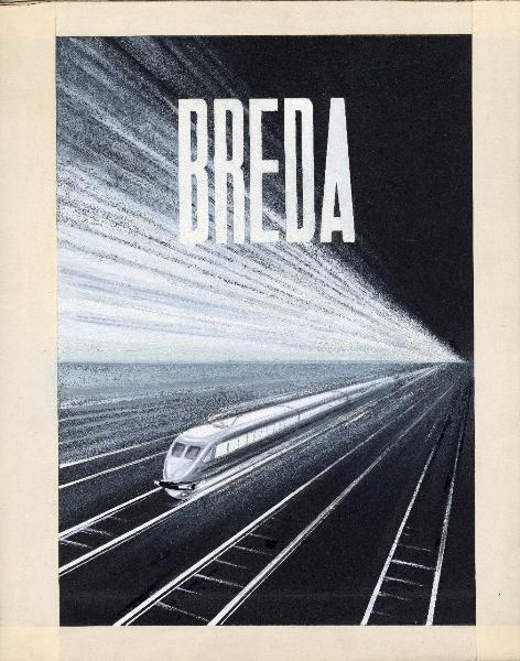 Bozzetto di elettrotreno per campagna pubblicitaria della Società Breda