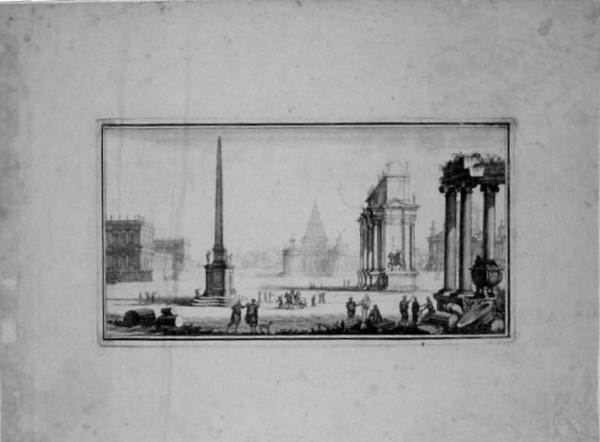 Capriccio con rovine, obelisco e piramide