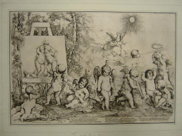 Putti con simboli delle arti e delle scienze