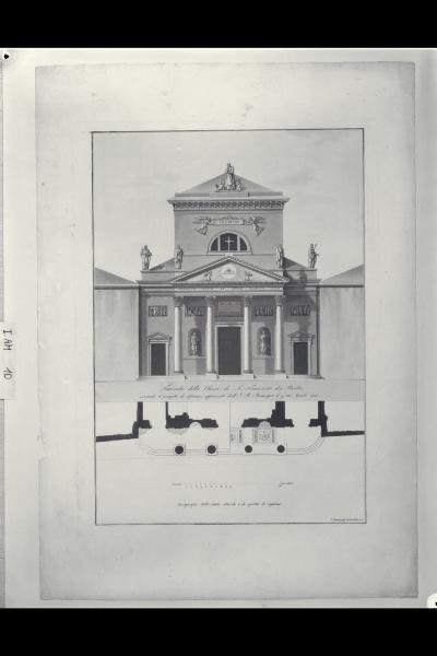 Pianta e prospetto della fronte della chiesa di S. Francesco di Paola a Milano