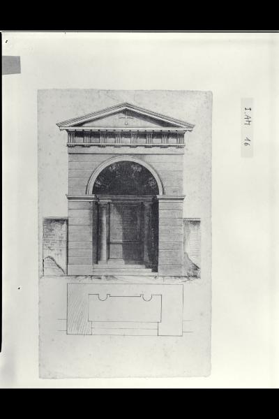 Pianta e prospetto dell'edicola funeraria per la contessa Paola Trotti Taverna, già nel cimitero di Porta Romana a Milano