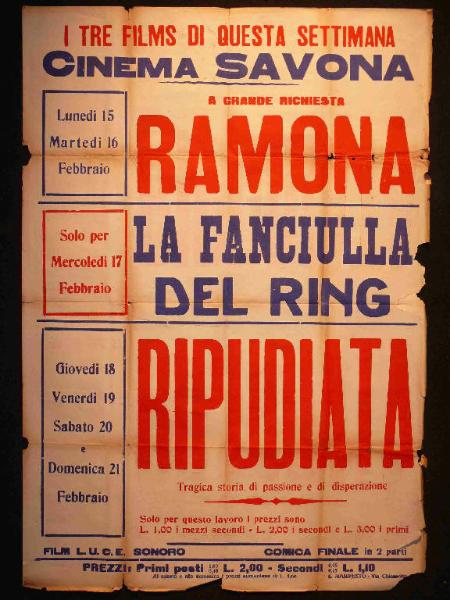 Ramona/ La fanciulla del ring/ Ripudiata