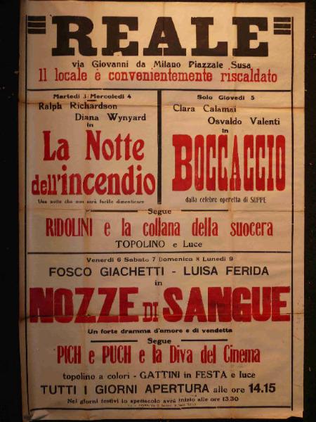 La notte dell'incendio/ Boccaccio/ Ridolini e la collana della suocera/ Nozze di sangue/ Pich e Puch e la Diva del Cinema