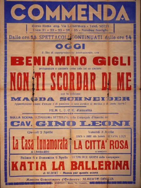 Non ti scordar di me/ La casa Innamorata/ La città Rosa/ Katia la ballerina