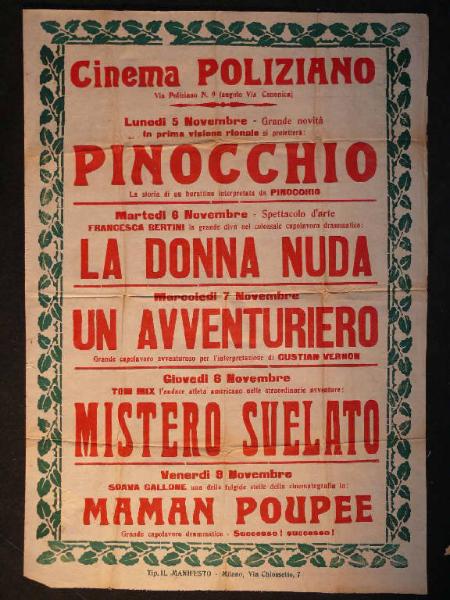 Pinocchio/ La donna nuda/ Un avventuriero/ Mistero svelato/ Maman poupee