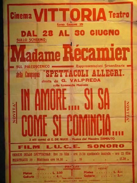 Madame Récamier/ In amore... si sa come si comicia