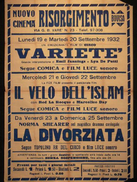 Varietè/ Il velo dell'Islam/ La divorziata/ Topolino re del circo