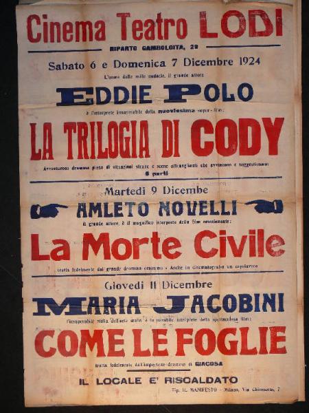 La trilogia di Cody/ La morte Civile/ Come le foglie