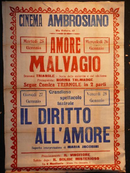 Amore malvagio/ Il diritto all'amore/ Il vincitore/ Il bolide misterioso