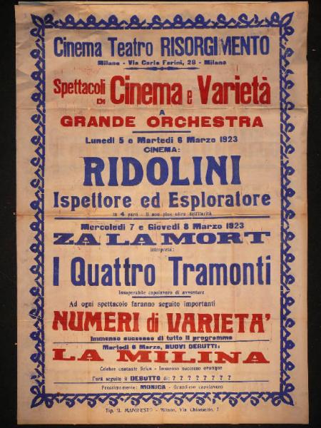 Ridolini ispettore ed esploratore/ I quattro tramonti/ La milina/ Monica