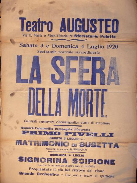 La sfera della morte/ Matrimonio di Susetta/ Signorina Scipione