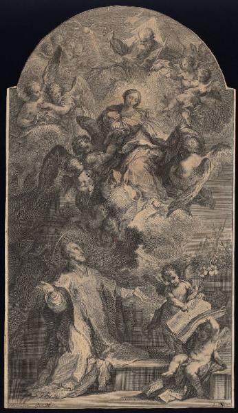San Filippo Neri e la Madonna con Dio Padre nei cieli