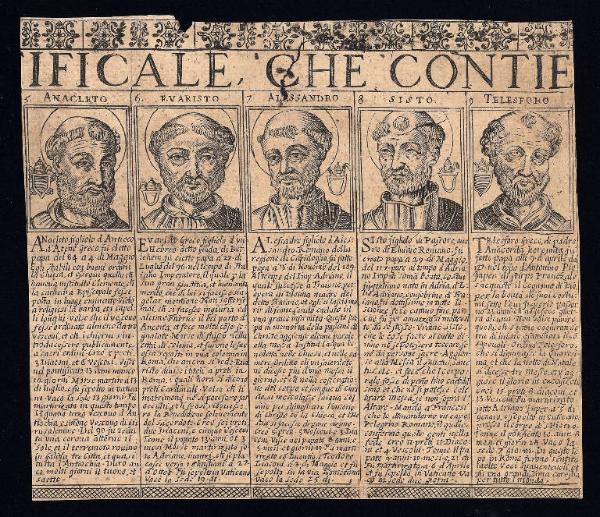 Cronologia pontificale, che contiene le vere effigie, i nomi, cognomi, e patria di tutti i pontefici con le loro vite, qvanto regnarono, e dove morirono.