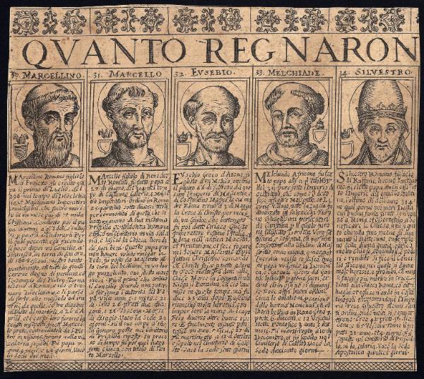 Cronologia pontificale, che contiene le vere effigie, i nomi, cognomi, e patria di tutti i pontefici con le loro vite, qvanto regnarono, e dove morirono.