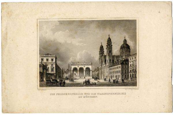 Die Feldherrnhalle und die Theatinerkirche zu München.