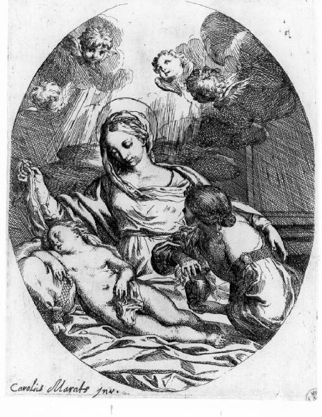 Madonna in adorazione del Bambino dormiente