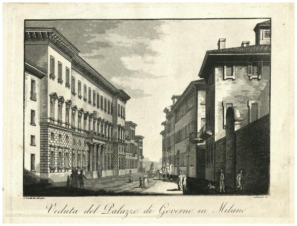 Veduta del Palazzo di Governo in Milano