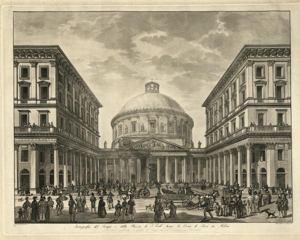 Scenografia del Tempio e della Piazza di S. Carlo lungo Corsia de' Servi in Milano