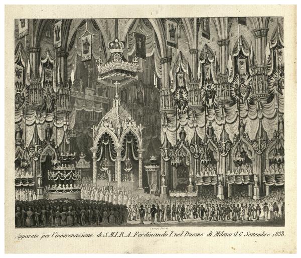 Apparato per l'incoronazione di S.M.I.R.A. Ferdinando Inel Duomo di Milano il 6 Settembre 1838