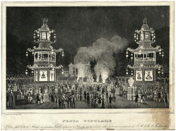 FESTA POPOLARE Data dalla Città di Milano nei Giardini Pubblici al giorno 6 Settembre 1838in occasione della faustissima incoronazione di S.M.I.R.A. Ferdinando 1°