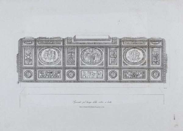 Spaccato pel lungo della volta a botte. Concorso d'Ornamenti del Sig. Sebastiano Freri, premiato nel 1824