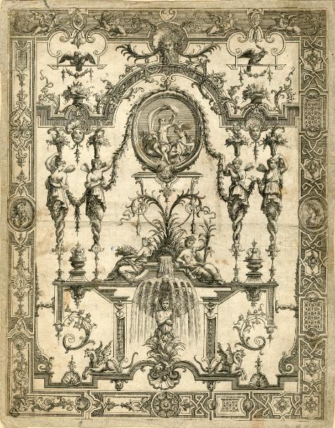 Ornemens inventez par J. Berain et se vendent chez ledit autheur aux Galleries du Louvre avec privilege du Roy