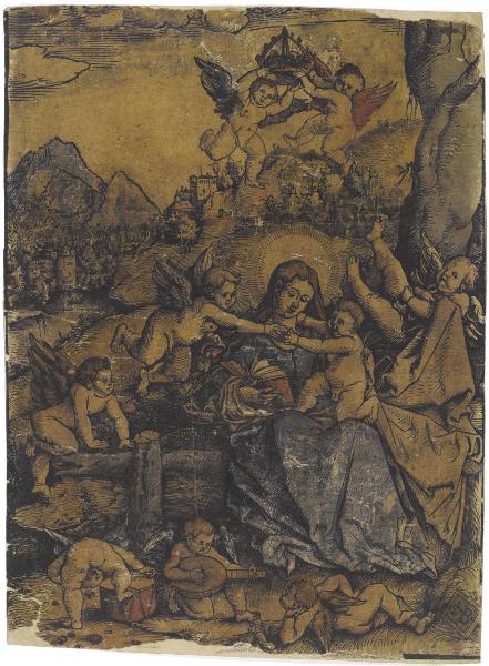 Madonna con Bambino e angeli in un paesaggio