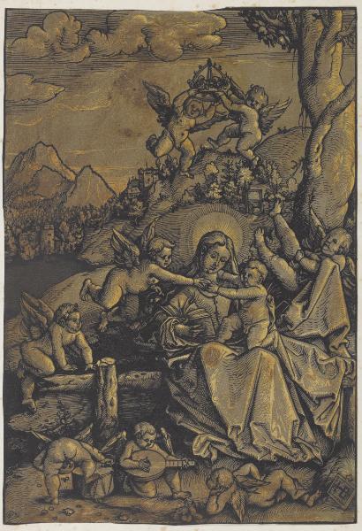 Madonna con Bambino e angeli in un paesaggio