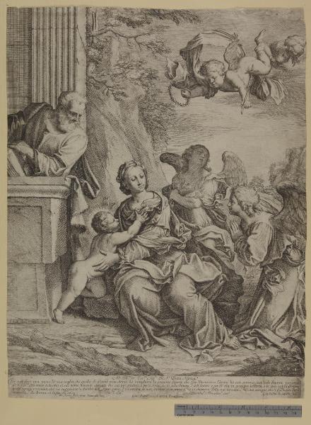 Sacra Famiglia con angeli e strumenti della passione