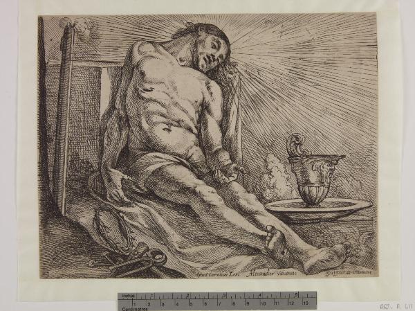 Cristo morto con strumenti della Passione