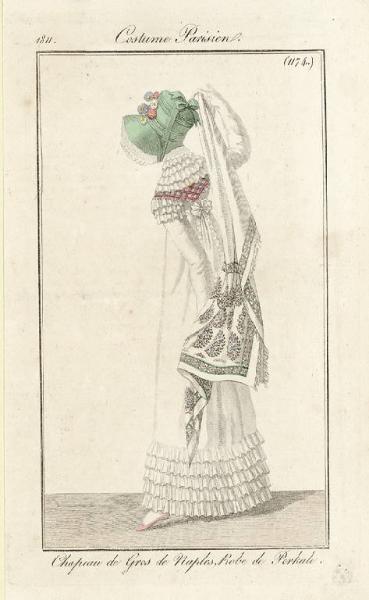 Costume Parisien. Chapeaude Gros de Naples, Robe de Perkale