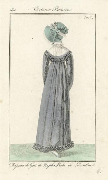 Costume Parisien. Chapeau de Gros de Naples, Robe de Lévantine