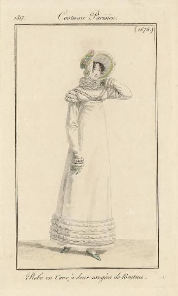 Costume Parisien.Robe en coeur, à deux rangées de Boutons