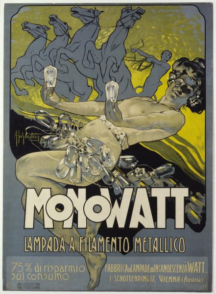 Monowatt / Lampada a filamento metallico. Fabbrica di lampade ad incandescenza Watt. Vienna