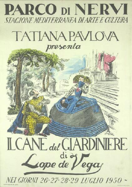 Parco di Nervi. Tatiana Paulova presenta: " Il cane del giardiniere"di Lope de Vega 1950