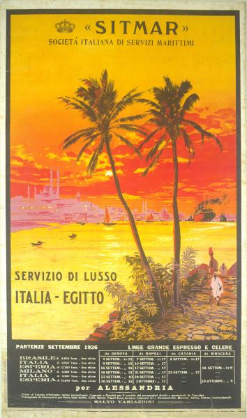 Sitmar / Società Italiana di Servizi Marittimi. Servizio rapido di lusso Italia-Egitto partenze settembre 1926