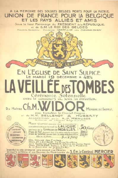 La Veillée des Tombes - a la mémoire des soldats belges morts pour la Patrie - Union de France pour le Belgique et les pays alliés et amis