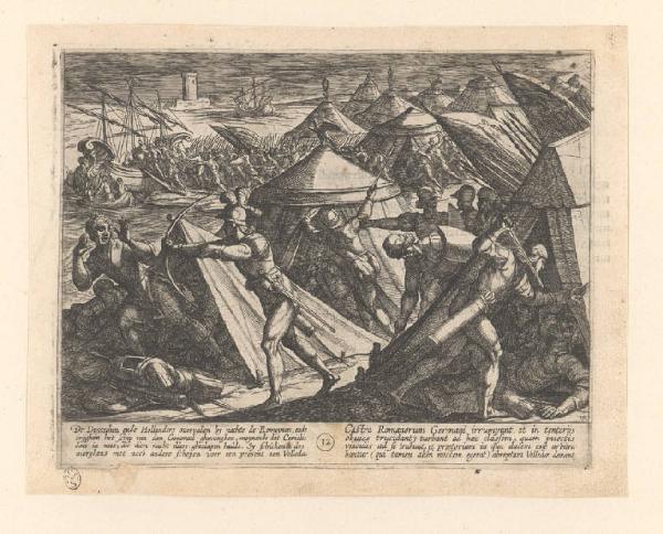 I Germani e gli Olandesi attaccano il campo romano e catturano l'imbarcazione di Ceriale