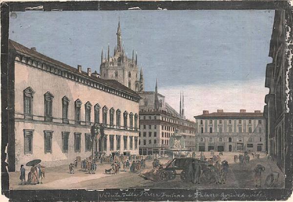 Milano. Piazza Fontana e Palazzo Arcivescovile